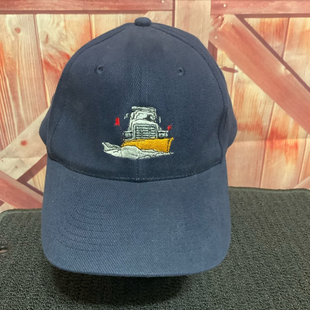 Cute embroidered snow plow, rodeo ball, cap adjustable, EUC.
